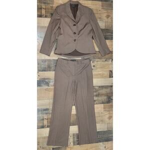 LAFAYETTE 148‎ Wool Blend Stretch Brown Pinstripe Pant Suit Career Womens 4/6